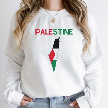 Palestine flag Crew Neck Sweatshirt in white
